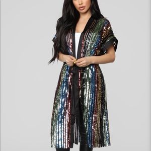 Sequin multicolor kimono